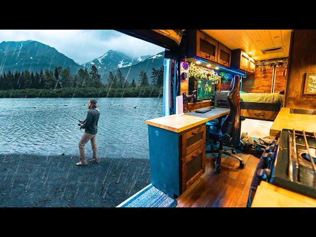 Rainy Vanlife Camping in Remote Alaska Town