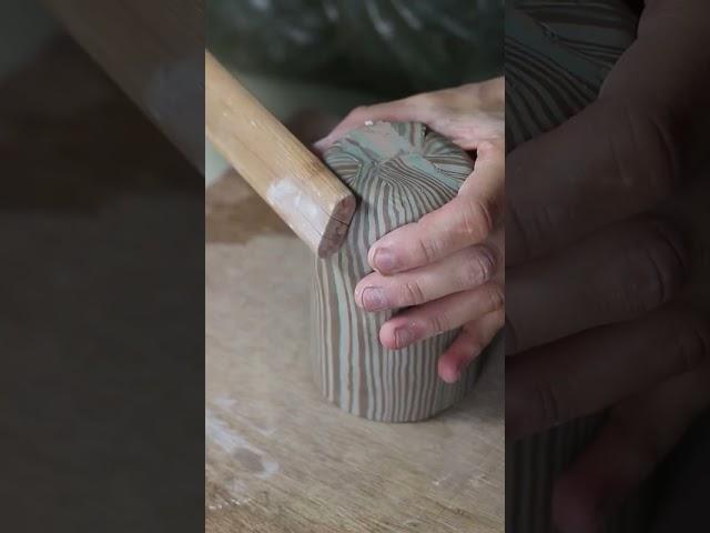 How to make a pottery slab nerikomi cup #oddlysatisfying #howitsmade