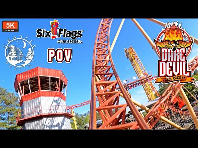 Dare Devil Dive On Ride POV 5K 60FPS Highest Quality | Beyond Vertical Drop | Six Flags Over Georgia