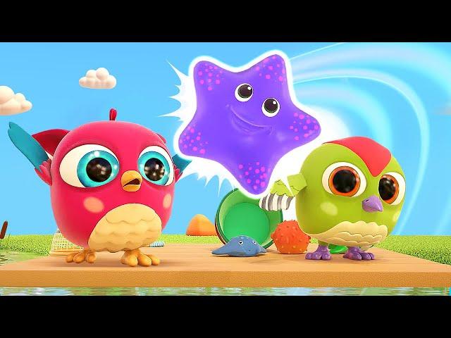 Hop Hop & Peck Peck learn to swim in the lake & water toys for kids. Baby cartoons & baby videos.