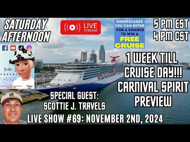 Captain's Chat: CARNIVAL SPIRIT Preview - 1 Week Till CRUISE DAY | Enter To WIN A CRUISE Sweepstakes