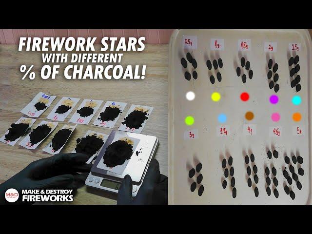 HOW CHARCOAL AFFECTS FIREWORK STARS - 10 Types of Stars