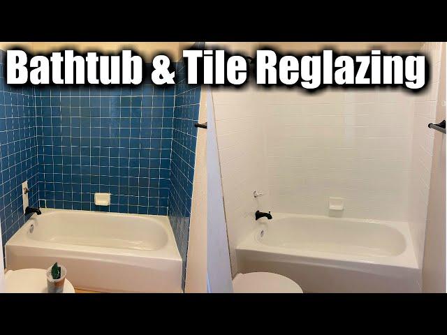 BATHTUB AND TILE REGLAZING | How to Reglaze a  Tile Bathtub Enclosure | Tub and Tile Refinishing