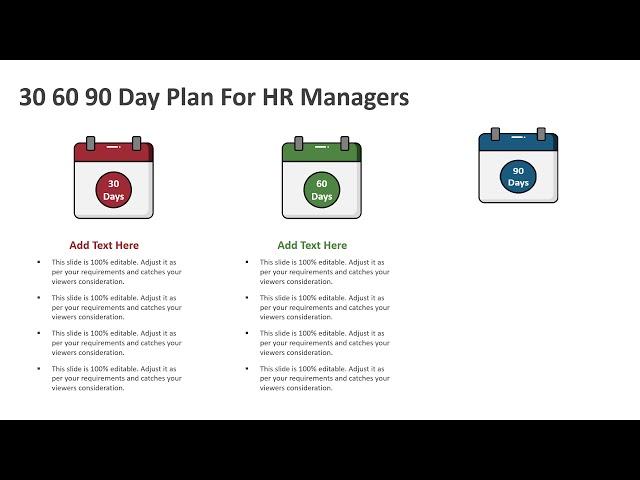 30 60 90 Day Plan For HR Managers PowerPoint Template | 30 60 90 Day Plan Template | Kridha Graphics