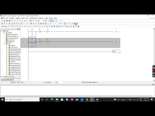 5- Designing the Interlocking circuit in Delta PLC Ladder logic