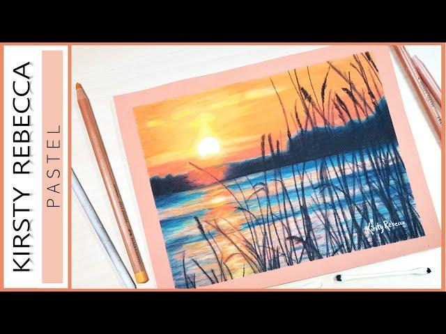 PASTEL PENCIL Beginners Step by Step Tutorial // Faber Castell Pitt Pastels - Simple Sunset Seascape