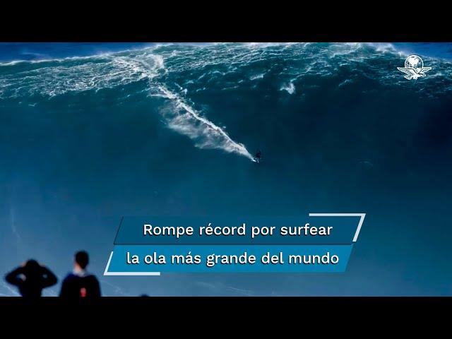 Hombre rompe Récord Guinness al surfear la ola más grande del mundo