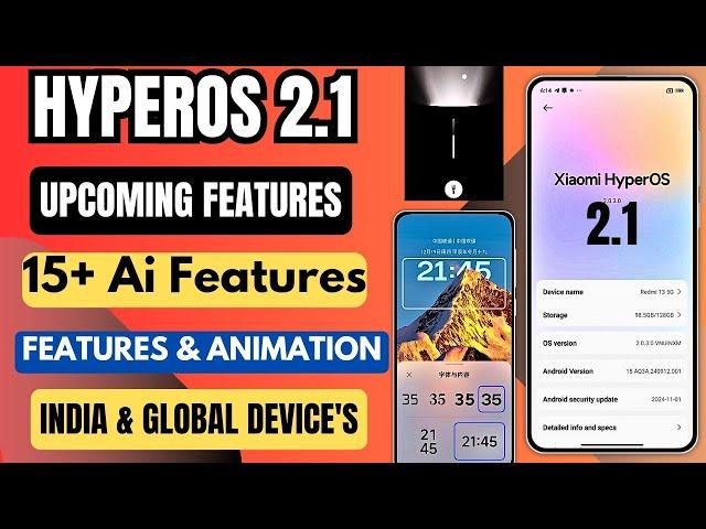 OMG  HyperOS 2.1 Upcoming Features & Animation & HyperOS 2.1 Release Date & HyperOS 2.1 Dynamic isl