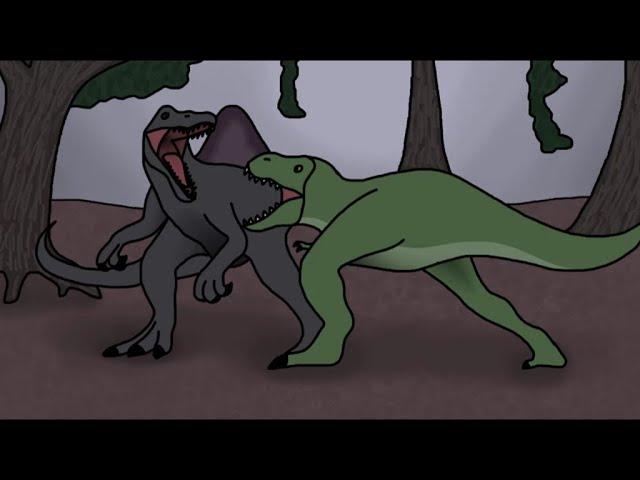 Jurassic Park 3 Spinosaurus vs Rex (animated)