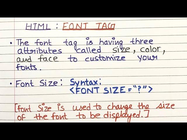 L13 : What is font tag explain with attributes? | HTML Font Tag