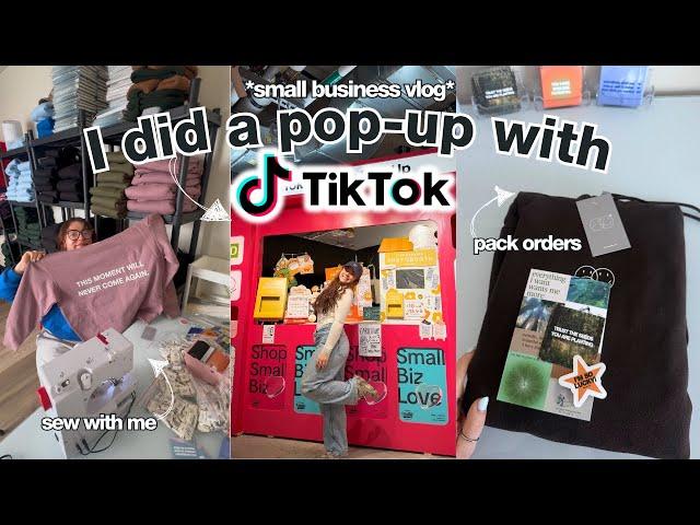 small business vlog: my first pop-up EVER with TIK TOK?! pack orders with me + sew with me!