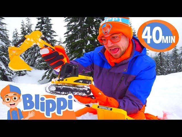 Blippi Plays in the Snow with Construction Vehicles! | BEST OF BLIPPI TOYS | Vehicle Videos for Kids