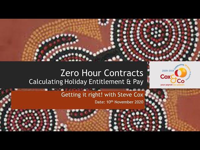 Holiday Calculations - Zero Hour Contracted Staff @ Nov 2020