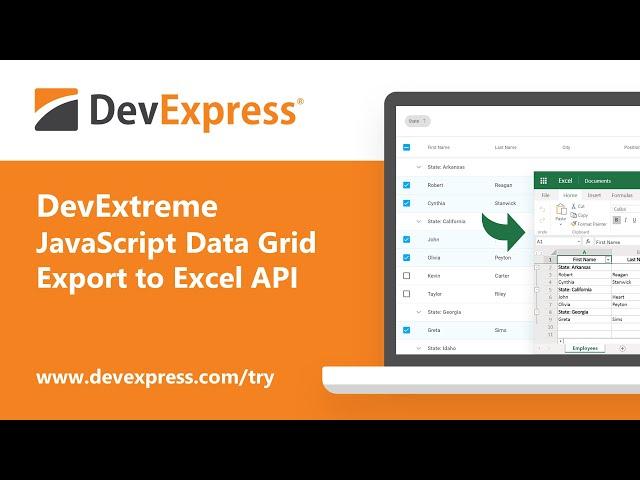 DevExtreme JavaScript Data Grid: Export to Excel API