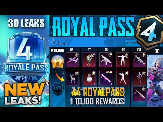 A4 Royal Pass 1 To 100 RP 3D Leaks | Free Vehicles Skins | Upgraded DBS Skin | 3 Mythics | PUBGM