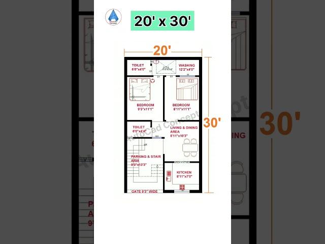 20x30 House plan | Small House design #shorts #homedesign #architecture