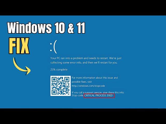 How To Fix "Critical Process Died Error " on Windows 10 & 11