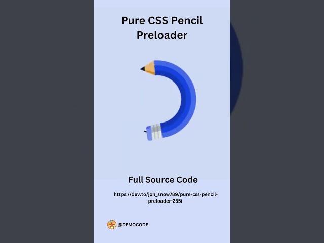 Pure CSS Pencil Preloader || #animation #css #threejs #coding #developer #cssanimation #loaders