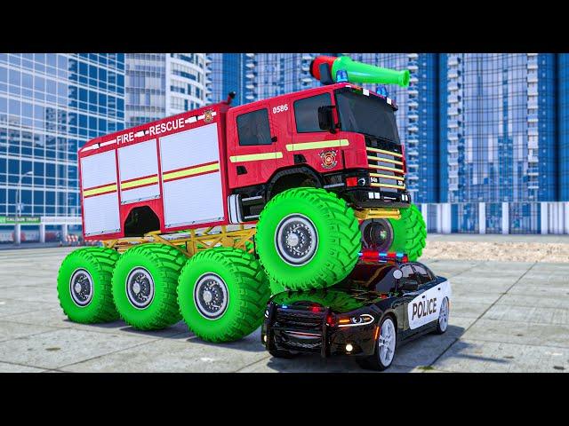 Fire Truck Frank calls NEW Fire Engine Monster Truck to Deal with Gas Station Fire