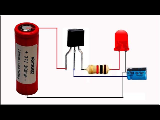 Single Transistor Amazing Circuit, How To Make Led Flasher Circuit Using One Transistor Only, 2n2222