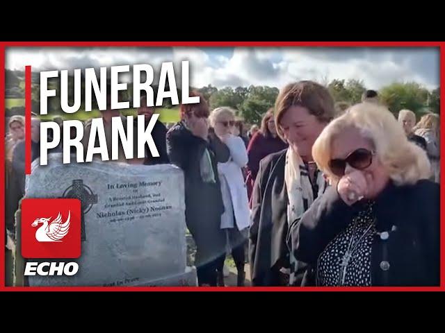 Man pranks mourners at his own funeral as his coffin is being buried