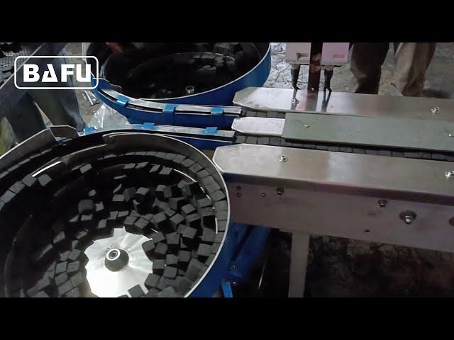Автоматическая упаковка кокосового угля по 12 шт на FWL-350 во флоупак
