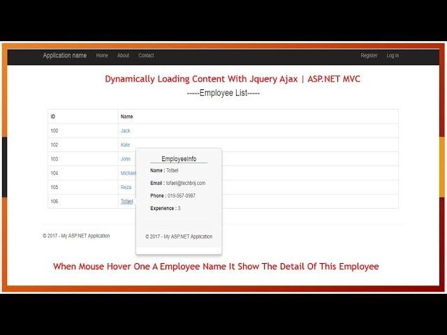 Dynamically Loading Content With Jquery Ajax | ASP.NET MVC