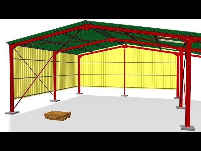 Steel Structure Assembly - with Walls and Canopy