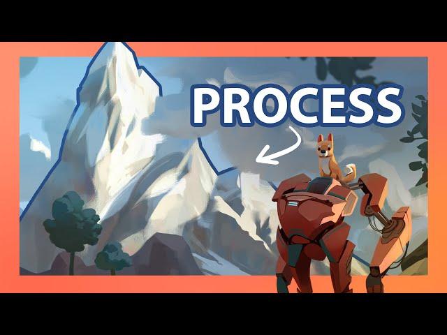 How to draw & paint MOUNTAINS │digital art tutorial