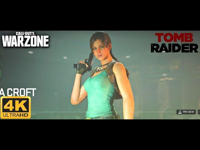 Lara Croft Gameplay and Showcase - COD Warzone (4K 60FPS)