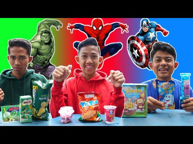 PILIH KARAKTER SUPERHER0 SESUAI MAKANAN 1 WARNA! | CHALLENGE | Mikael TubeHD