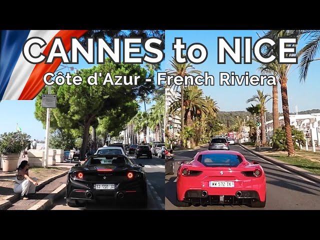 Cannes to Nice - Driving Scenic French Riviera in 4K