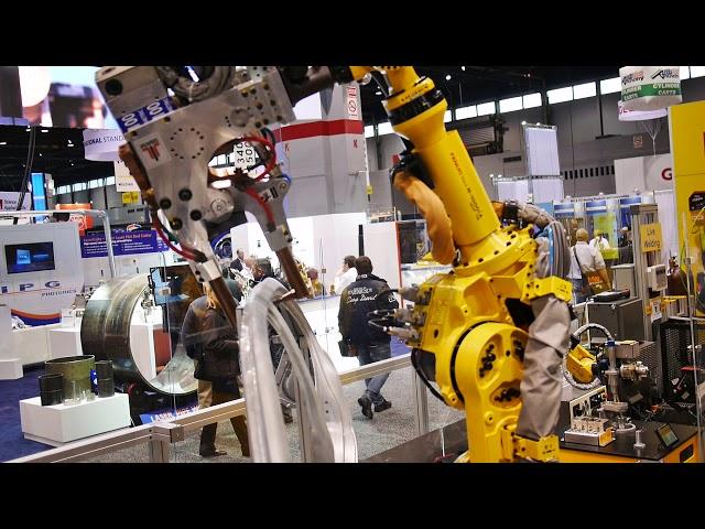 Fanuc robot with a spot welder