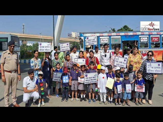 Newtown Daycare School kids teach traffic safety rules with the Kolkata Traffic Police