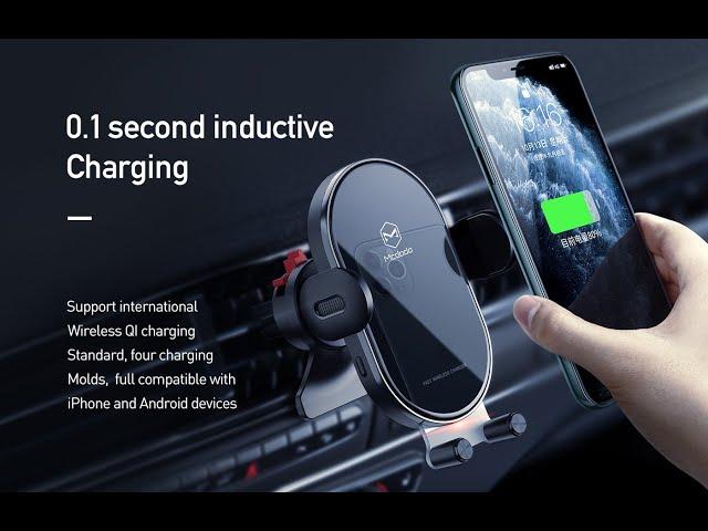 MCDODO CH-7620 Car Charger Wireless Charger Fast Charging 15W Dengan Stand Holder