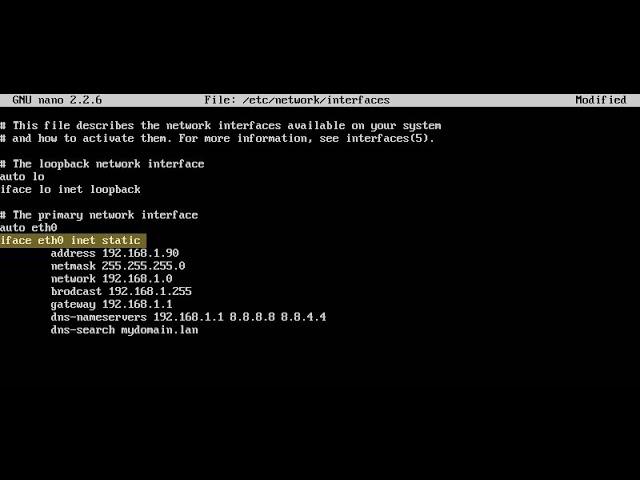 Установка статического ip адреса на операционную систему Debian 10.