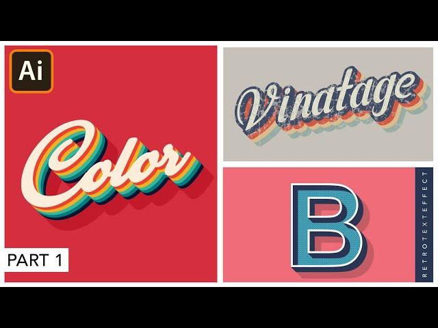 Retro Text Effect in Adobe Illustrator | Striped Text | Graphic design