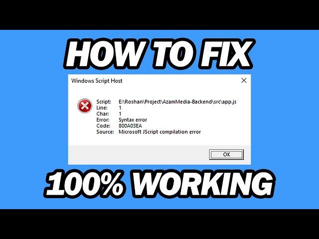 How to Fix Error Code 800a03ea | Fix Microsoft Jscript Compilation Error