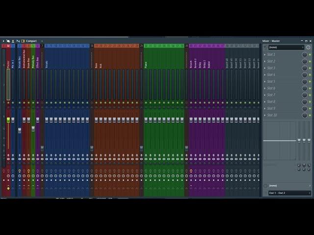 FL Studio setting up the mixer with routing and busses