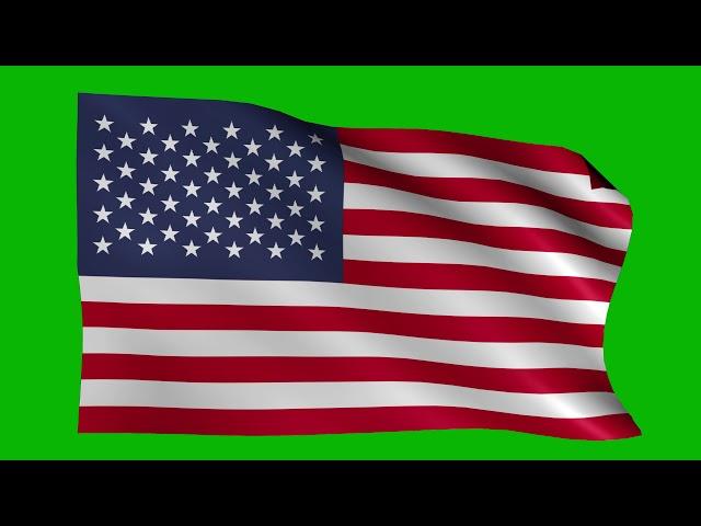 USA Flag #2 - 4K Green screen FREE high quality effects