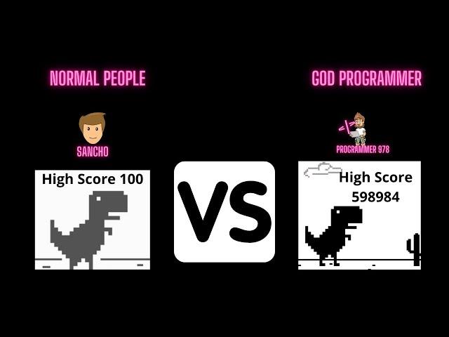 Playing Chrome T-Rex Dino Game | Normal people vs God Programmer