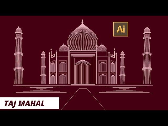 Create Taj Mahal in Adobe Illustrator using blend tool | Line Art Tutorial