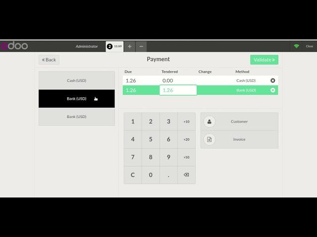 Unique Payment line in odoo pos