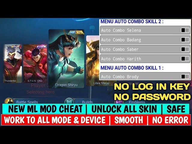 ML MOD MENU MLBB CHEAT NEW UPDATE - MAP HACK / UNLOCK ALL SKIN / NO KEY / NO EXPIRE / SAFE 100%