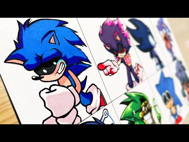 Drawing FNF-NEW SONIC.EXE / B3 Sonic.exe Endless-Majin Sonic / Hell Reborn-Lord X / Dark Sonic