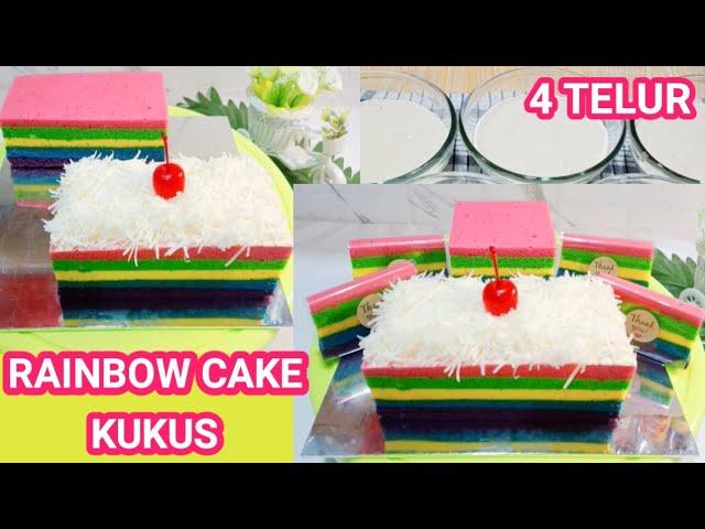 RAINBOW CAKE KUKUS  || 4 TELUR TANPA SANTAN  || LEMBUT ENAK &  EKONOMIS