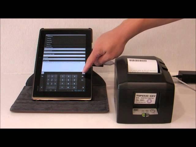 Android 40 Tablet with STAR Micronics TSP654U USB POS Printer - Printing demo