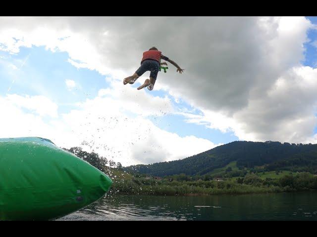 Jump, Slide, Fly High: Kids Rule the Floating Obstacle Park