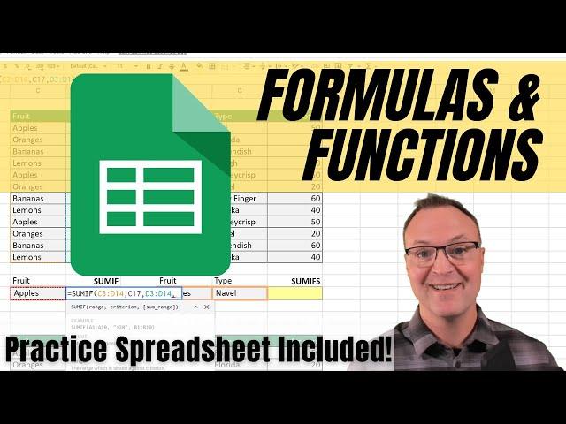 How to use Formulas and Functions in Google Sheets