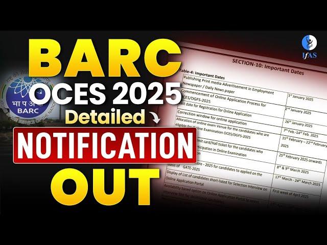 BARC OCES 2025 | Detailed Notification Out | IFAS